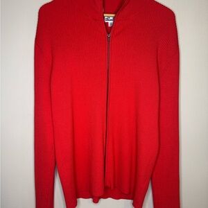 Future Collective‎ Women's Red Ribbed Zip Front Cardigan Sweater Size 2X